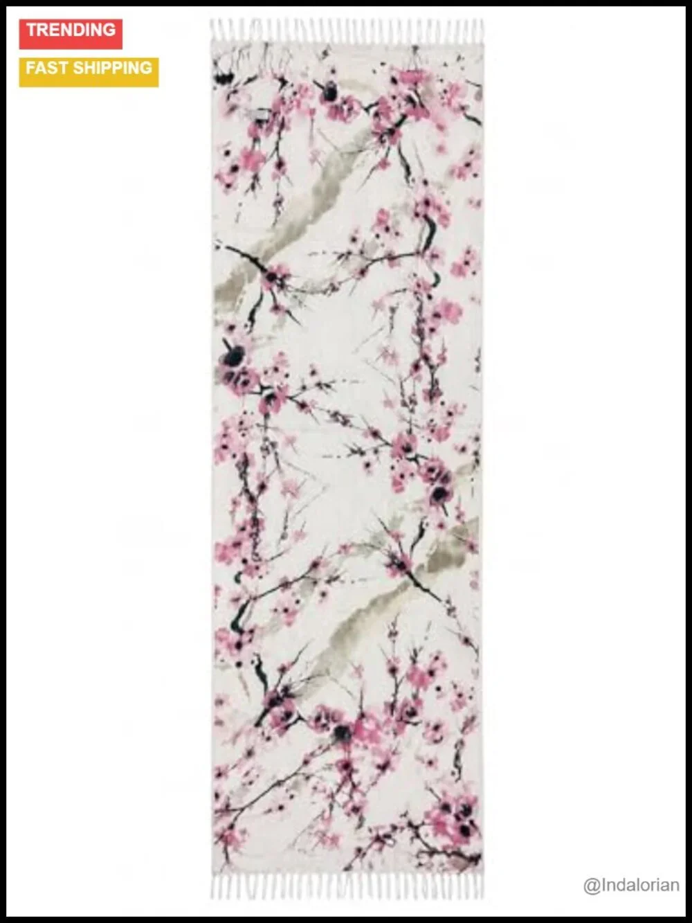 Pashmina Scarf with Tassel, 68x27 Inches, Soft Floral Wrap